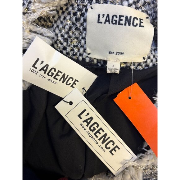 NWT L'agence Tweed Jacket Black & White Size 6 - Picture 7 of 7